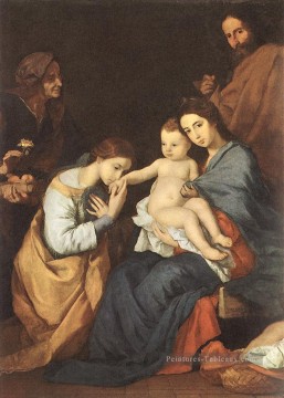 La Sainte Famille avec Ste Catherine Tenebrism Jusepe de Ribera Peinture à l'huile